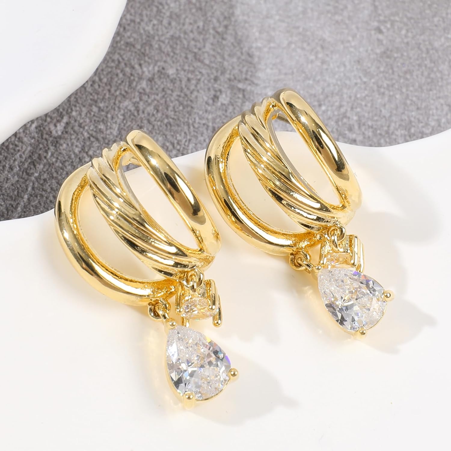 Gold Hoop Dangle Stud Earrings for Women Dainty Western Jewelry Accessories Gifts Statement Elegant Unique Clover Evil Eye Snowman Snowflake Anchor Starfish Seashell North Star Earring - Image 6