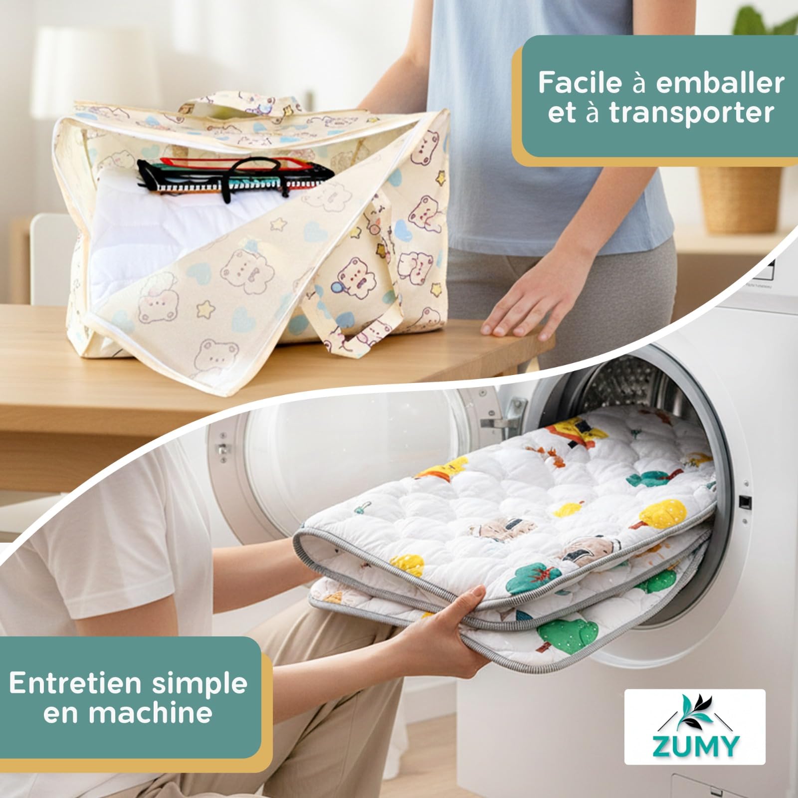 Tapis Bébé 109 × 109 cm – Tapis Éveil Bébé avec Miroir Interactif & Sac de Rangement | Matelas Ultra Doux, Très Épais, Antidérapant & Inodore – Idéal pour Tummy Time, Motricité & Éveil