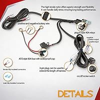 Vista 3 de ANGU OFFROAD - Arnés de cableado de 2 cables, kit de cable de nailon de 12 V 40 A para barras de luz LED, luces antiniebla, luces de trabajo