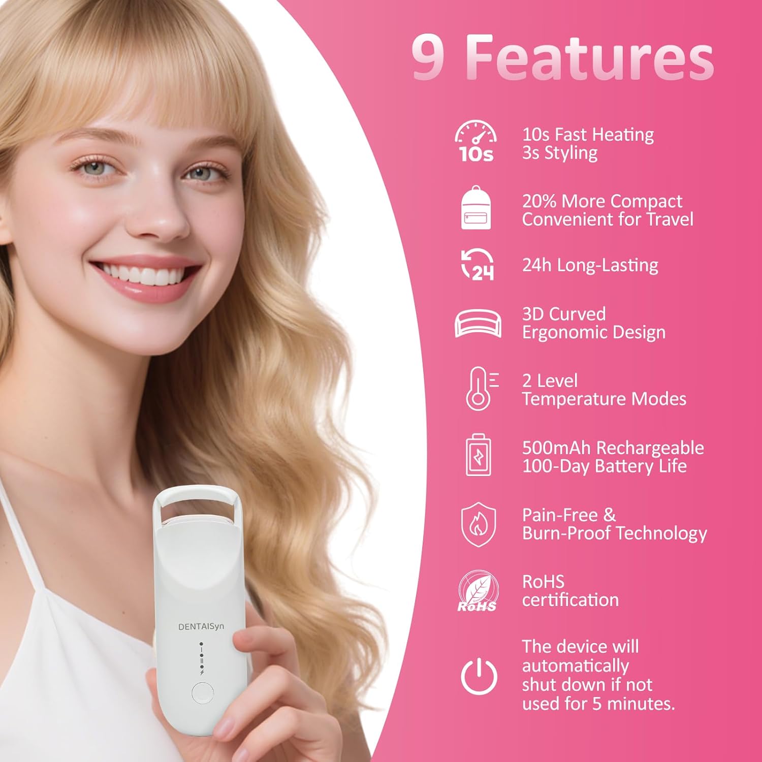 Heated Eyelash Curler -Mini Electric Eyelash Curler for Women with 5s Fast Heating & Portable lash Curler and Type c Rechargeable,for Women Makeup Tools Gifts - Image 4