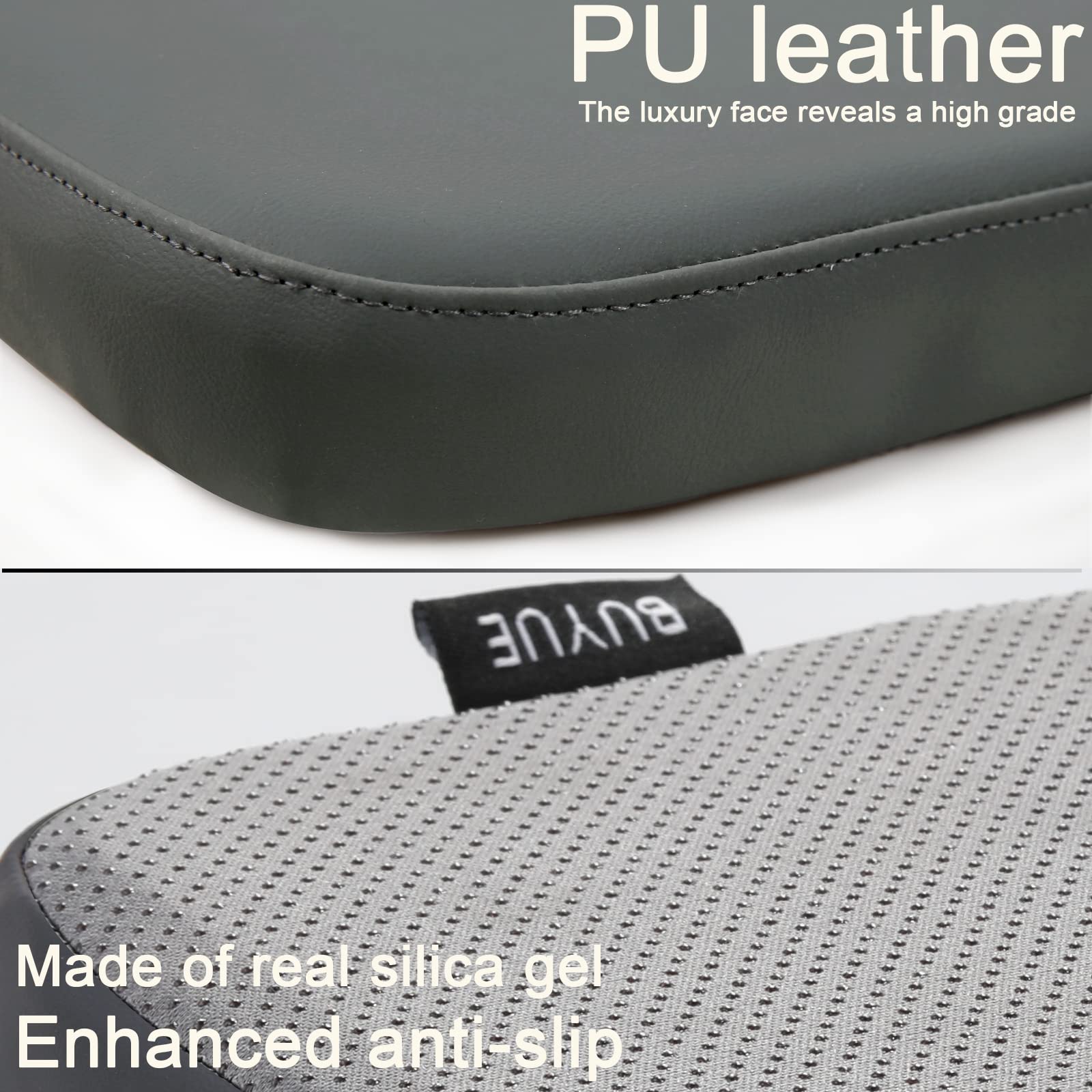 BUYUE Metall-Stuhlkissen mit Magnet-Satz von 4, Luxus PU-Leder wasserdicht Anti-Rutsch-Sitzpolster für Küche Cafe Essen Bistro stapelbar Stühle (U-Form, dunkelgrau, 4)