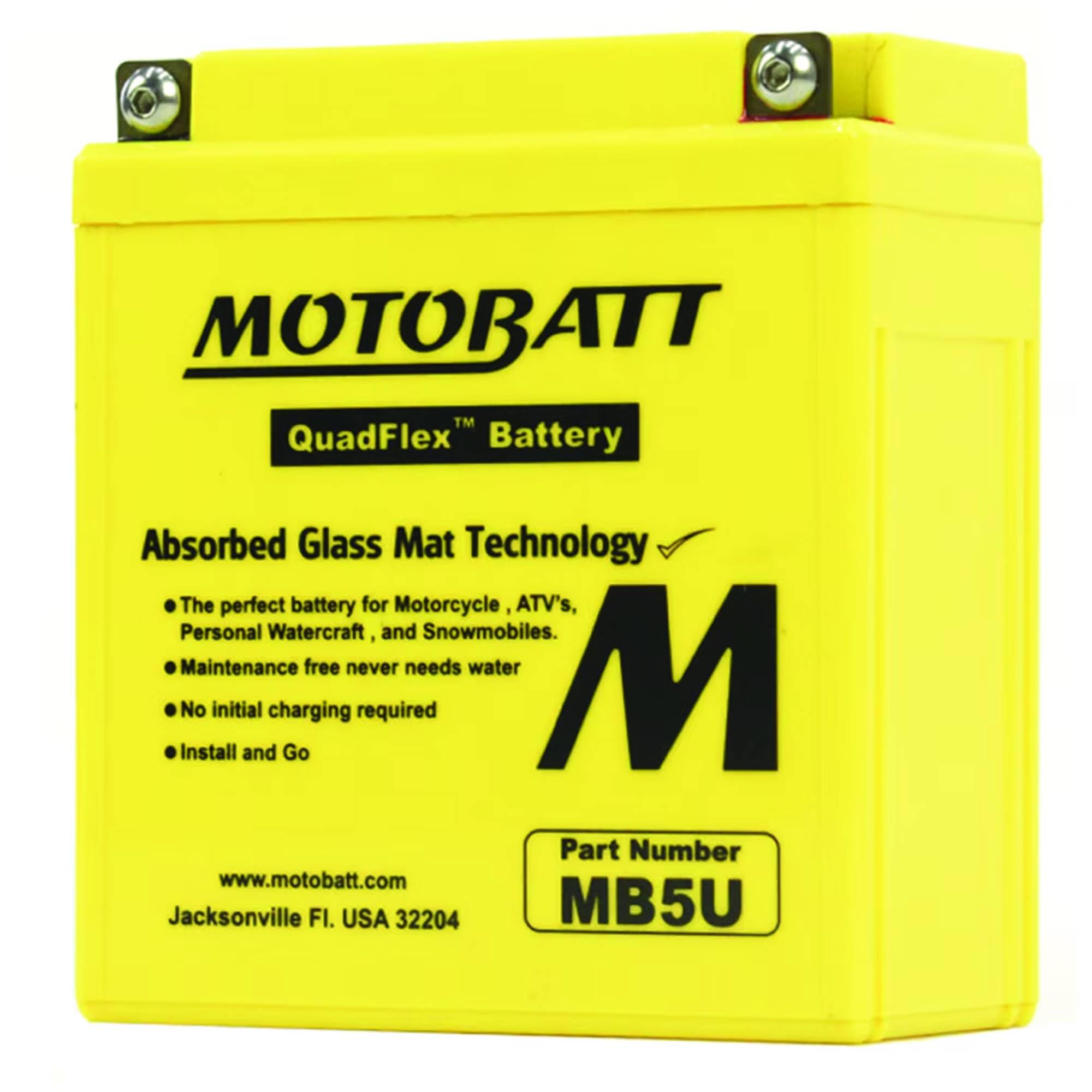 MotoBatt DB Electrical MB5U Battery Compatible With/Replacement For Motobatt Battery 7Ah,Honda, Sizuki,Yamahe, Royal Enfield
