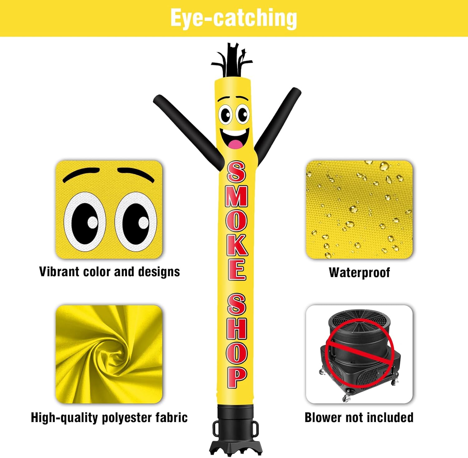6FT Tall Smoke Shop Inflatable Tube Man (9''Diameter) Wacky Wavy Dancing Guy for Outdoor Decoration Advertising Business Promotion (Blower Not Included)