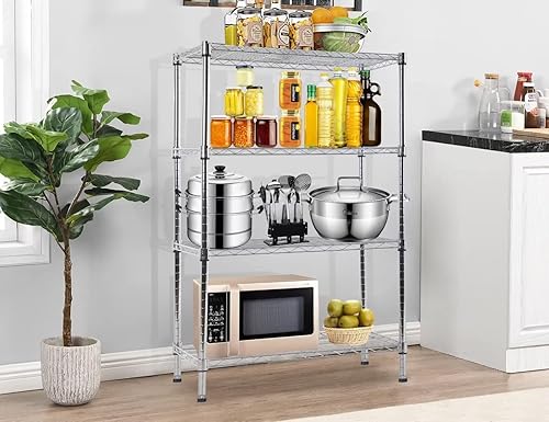 Estantes de almacenamiento de 4 niveles, organizador de estantes de alambre, altura ajustable, estantes de metal resistente, certificado NSF, 36