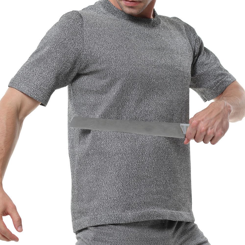 Ropa Resistente a Cortes, Camisetas De Protección De Nivel 5, Camisetas De Seguridad De Manga Corta, Equipo De Protección para Fábricas, Almacenes, Cocinas, Uso Industrial Lightgray-L