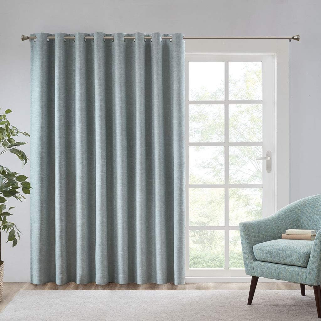 Sun Smart Maya Blackout Curtain Patio Single Window, Textured Heatherd Print, Grommet Top Living Room Décor, Thermal Insulated Light Blocking Drape for Bedroom and Apartments, 100x84, Dusty Seafoam
