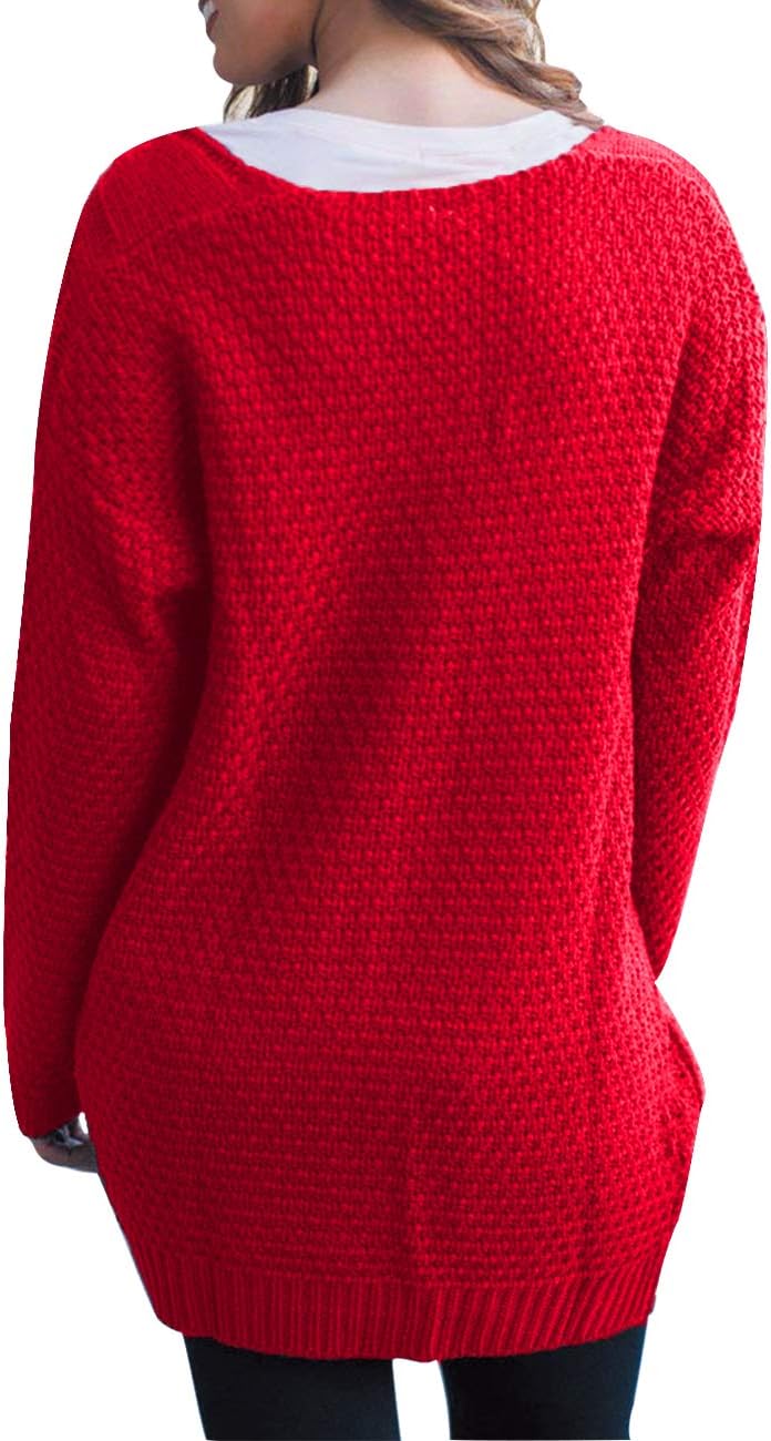 Traleubie Women's Open Front Long Sleeve Boho Boyfriend Knit Chunky Cardigan Sweater - Image 6