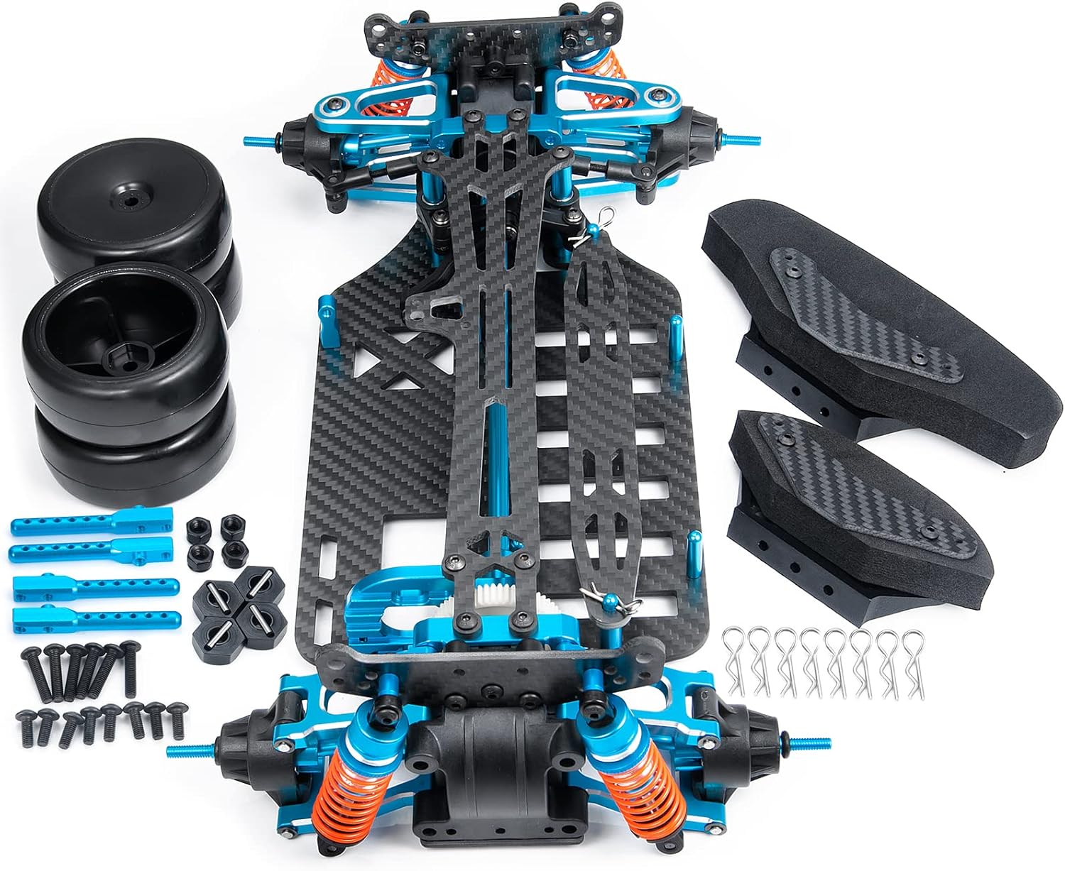 MOHERO Aluminium Alloy &Carbon Fiber Shaft Drive 1/10 RC Touring Car Chassis Frame Body Kit with 4 Wheels for TT01 TT01E : Toys & Games