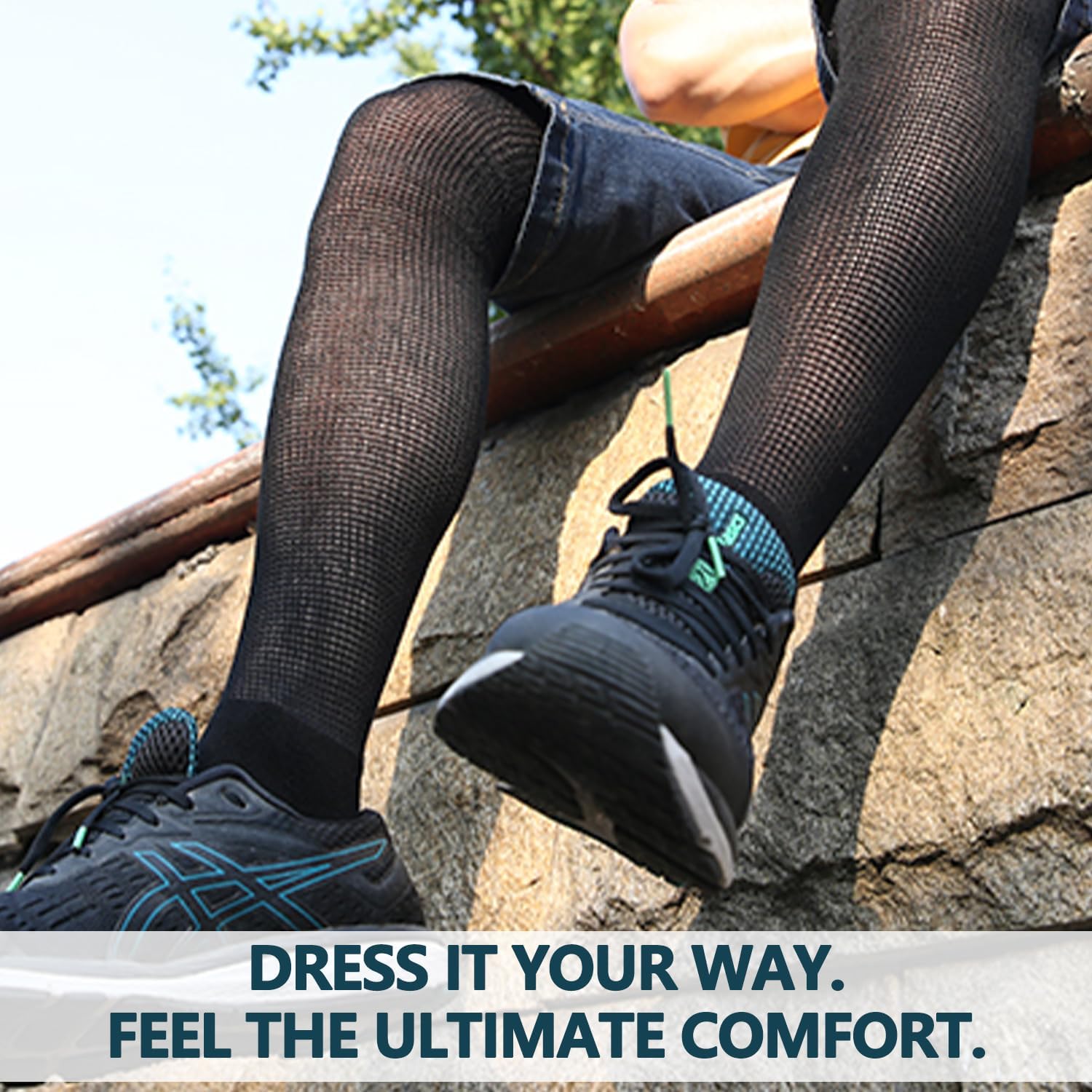 +MD 4 Pack Men’s Extra Wide Non-Binding Diabetic and Circulatory Over The Knee Socks with Cushioned Sole - Image 7