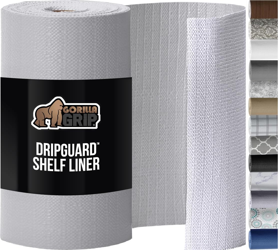 GORILLA GRIP Slip Resistant Drawer and Shelf Liner 2 Pack, Non Adhesive Water Resistant, Easy Clean and Trim, Smooth Surface Liners for Kitchen