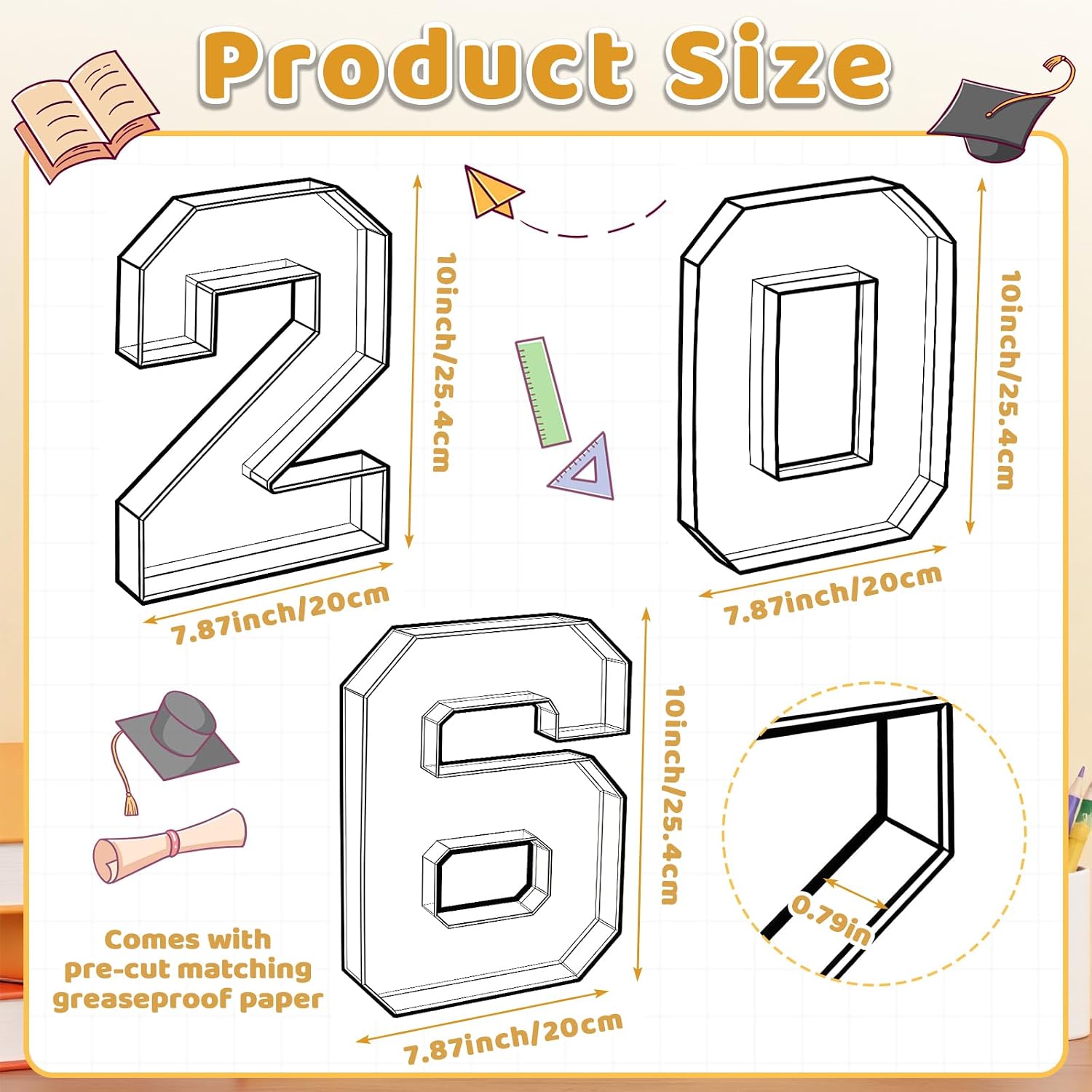 2026 Charcuterie Numbers Fillable 2026 Tray Dessert, 10" White Cardboard Numbers for Charcuterie Graduation Party Table Centerpiece for High School College Anniversary Candy Cupcake Dessert