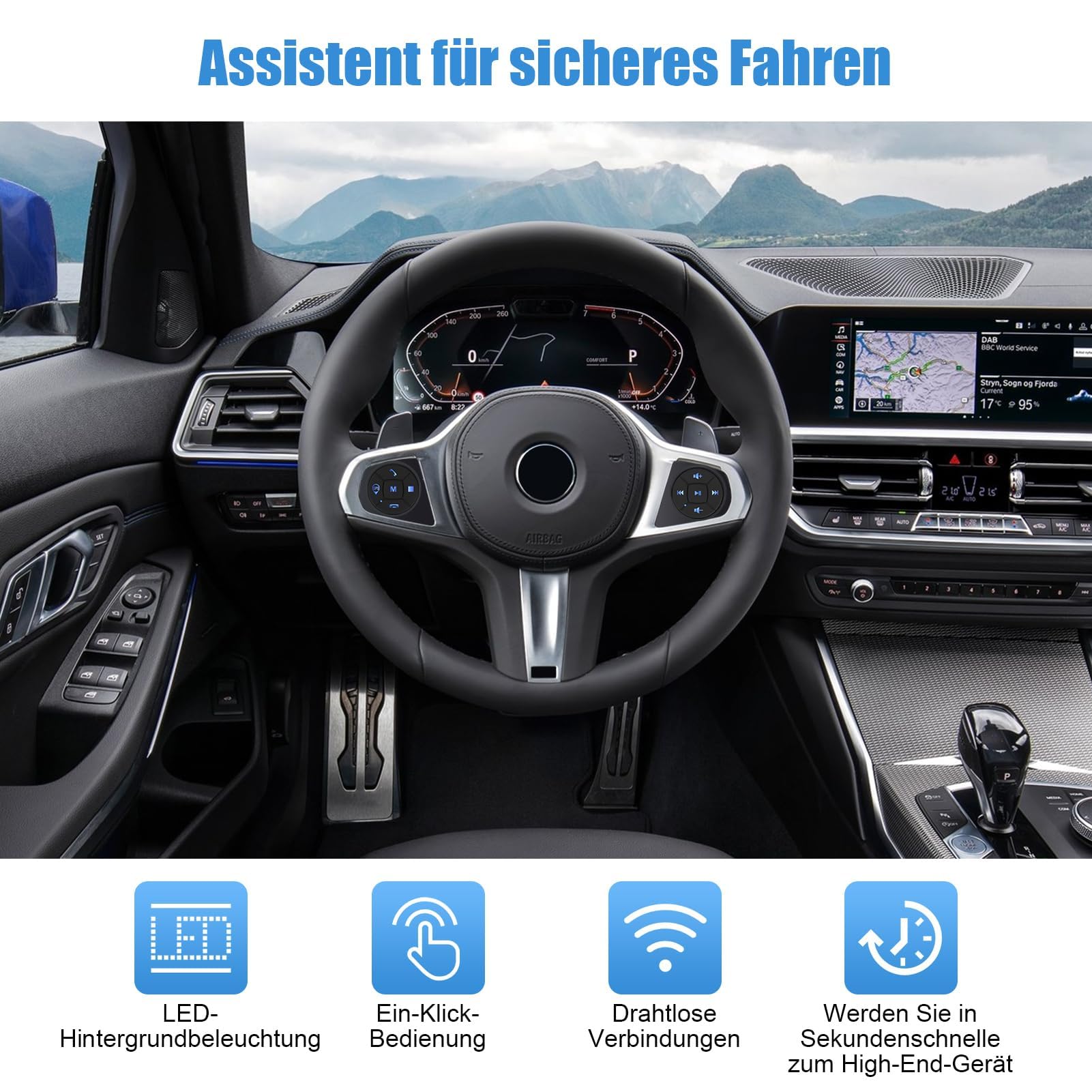 Télécommande au Volant de Voiture, Bouton Média Portable pour GPS DVD, Commande sans Fil, Contrôleur de Volume GPS