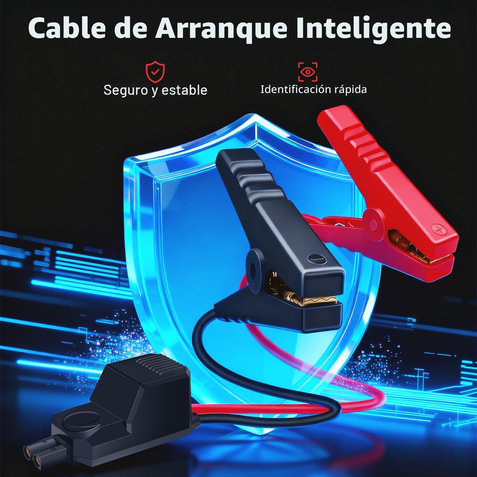 Arrancador de Baterias de Coche 7000 A, Arranca 6.0 L Gas/3.0 L Diésel, Booster Batería 12 V, para Coches, Camiones, Moto, Barcos - Arrancador de Coches Portátil para Emergencias, Viajes y Camping