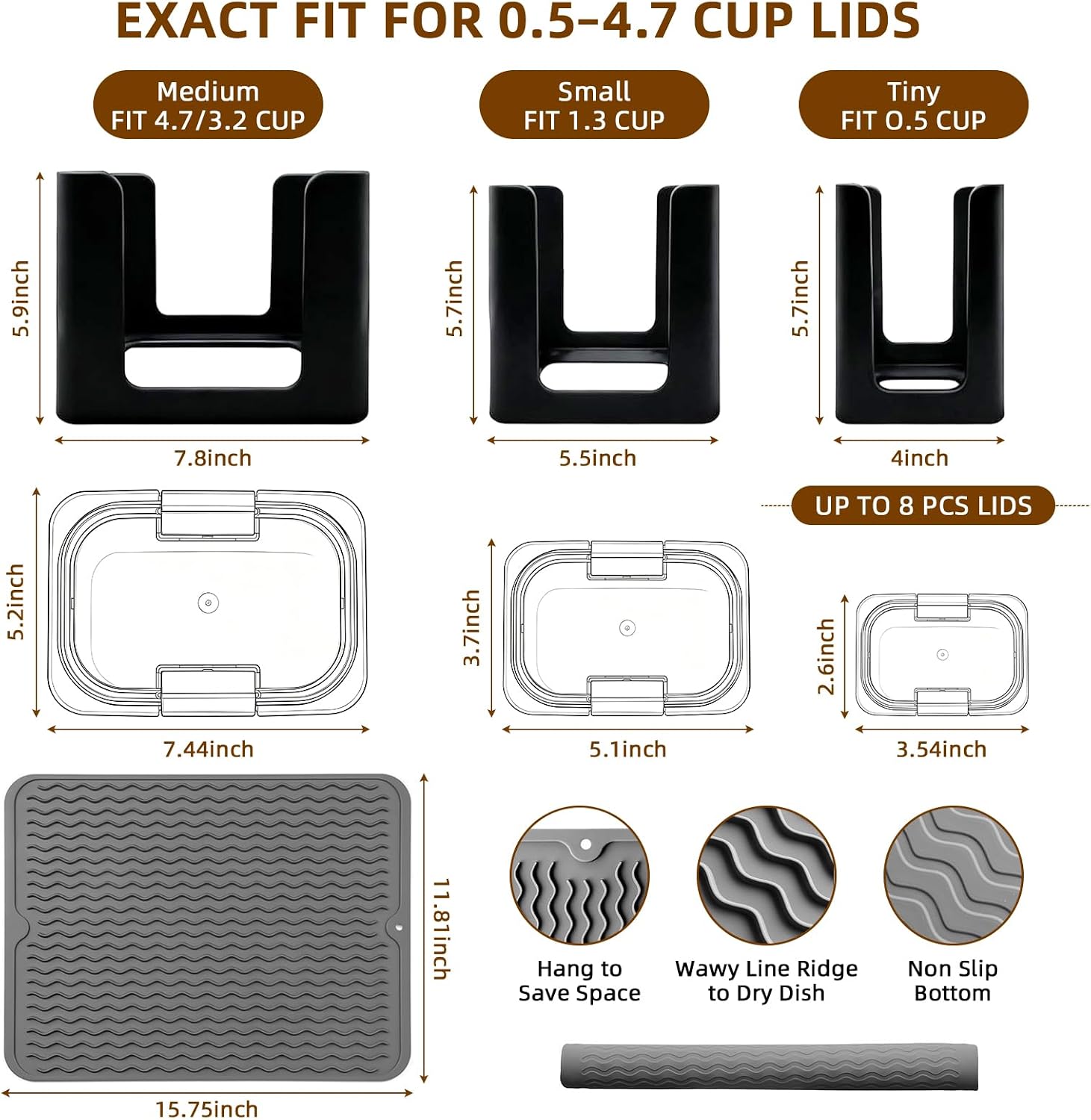 Food Container Lid Organizer 3pcs Compatible with Rubbermaid Brilliance Lid