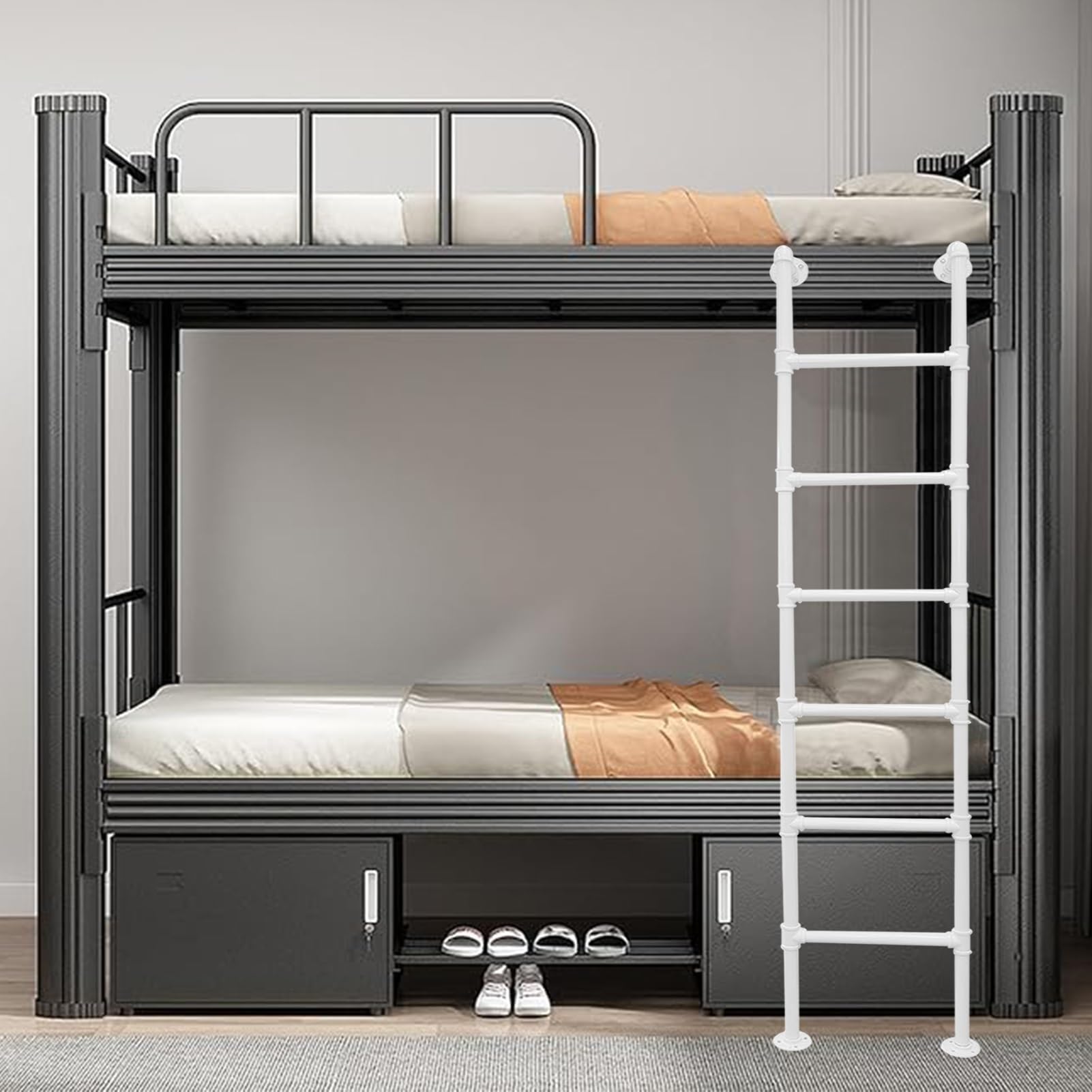 Échelle de secours de loft blanche 280cm pour appartement et lit