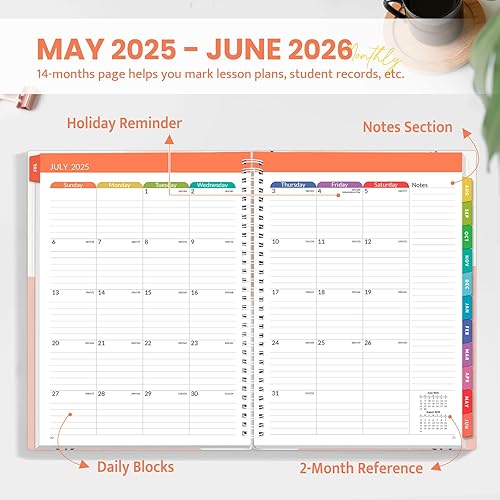 Miniatura 3 de SUNEE Agenda para profesores 2025-2026, planificador de lecciones Lite con 7 períodos, julio 2025 a junio 2026, organizadores diarios, semanales y