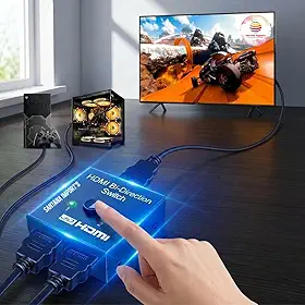 Chaveador HDMI Bi-Direcional 2x1 / 1x2 4K 60Hz | Switch Seletor HDMI 2 Entradas 1 Saída ou 1 Entrada 2 Saídas | Botão Físico com LEDs | Sem Alimentação Externa | Plug & Play