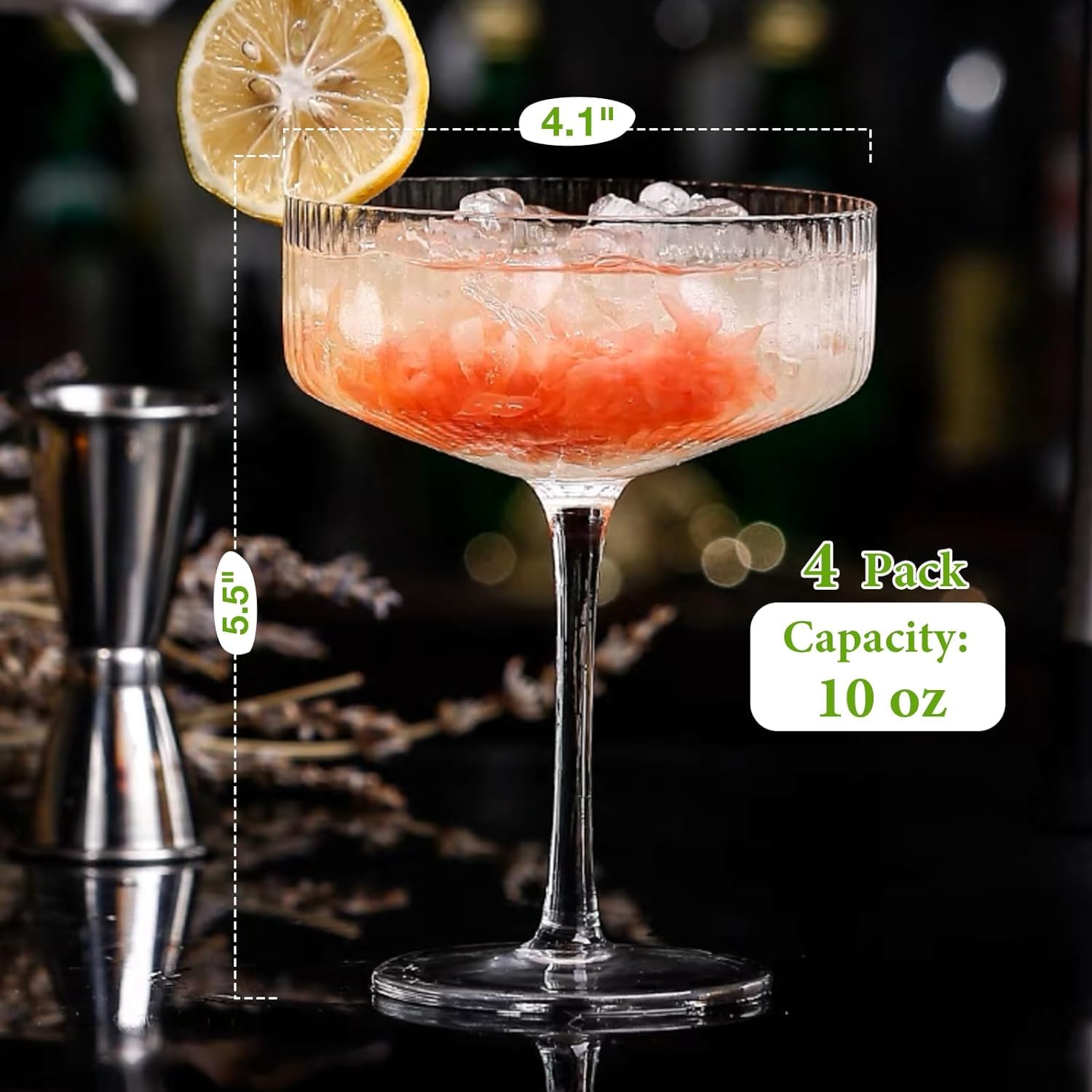 Air Son Timeless European Hurricane Glasses Cocktail Glasse, Ideal for Wine,Juice, Smoothies, Cocktail,Mocktail,Suitable for Home, Restaurants Unique Modern Design(200 Ml; Setof 4) 2