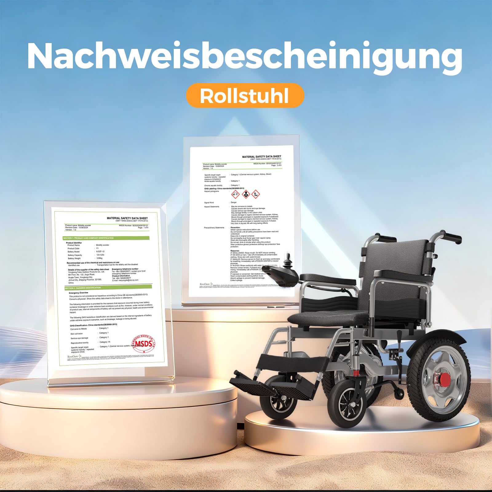 DAIHAIY Faltbar Elektrischer Rollstuhl Klappbar, breit sitz 50 cm