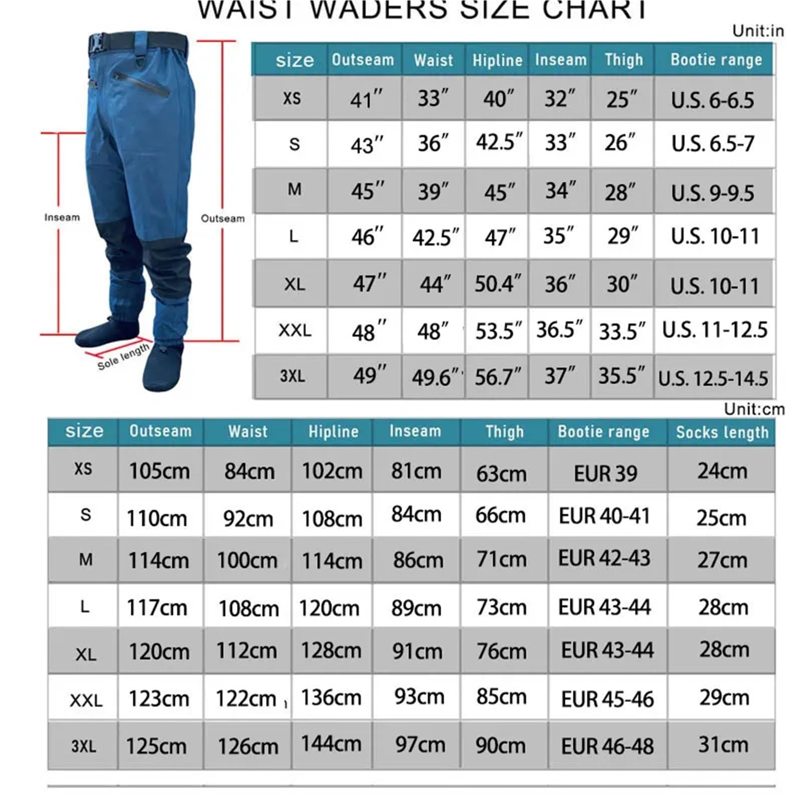 Wathose Herren Taille Stockingfoot Wader 4-lagige wasserdichte, atmungsaktive Wathose, langlebig for Fliegenfischen, Jagd, Kajakfahren