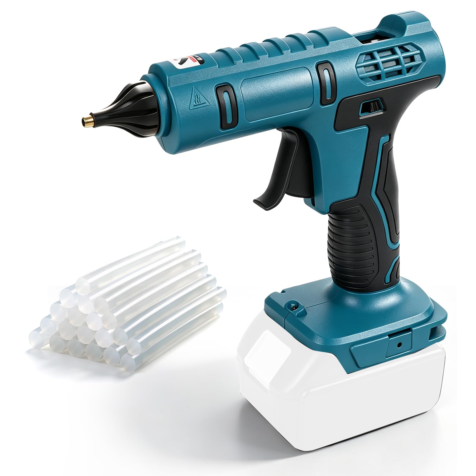Battery Hot Glue Gun Compatible with Makita 18V, Hot Glue Melt Gun with 20 Pieces 11mm Glue Sticks, Ideal for Repairs, Crafts, DIY (Blue for Makita)