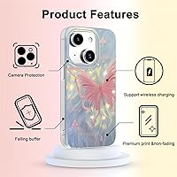 Vista 711 de I-MGAE-IN-AR - Funda diseñada para iPhone 12 y 12 Pro, diseño de mariposa plateada brillante, funda protectora de poliuretano termoplástico, suave