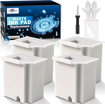 Waste Ink Pad Replacement with Reset Software for Ecotank ET-2800 ET-4800 ET-2803 ET-2720 ET-2400 ET-4700 ET4800 ET2800 ET2803 ET2720 2800 4800 2803 Printers, Waste Ink Pad Maintenance Box 4 Packs