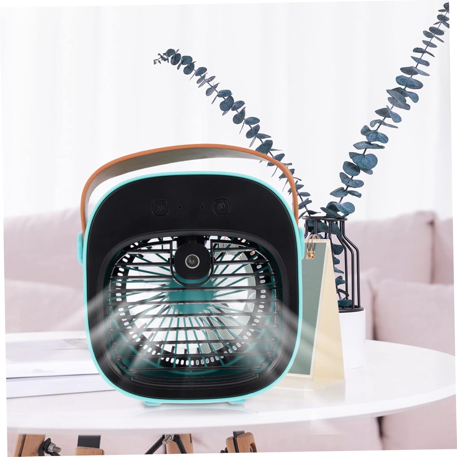 USB Desk Cooling Fan Portable Mini Air Circulator with USB Charging Quiet Low Noise Table Fan for Office Home Travel and Desktop Use Lightweight Blue Design