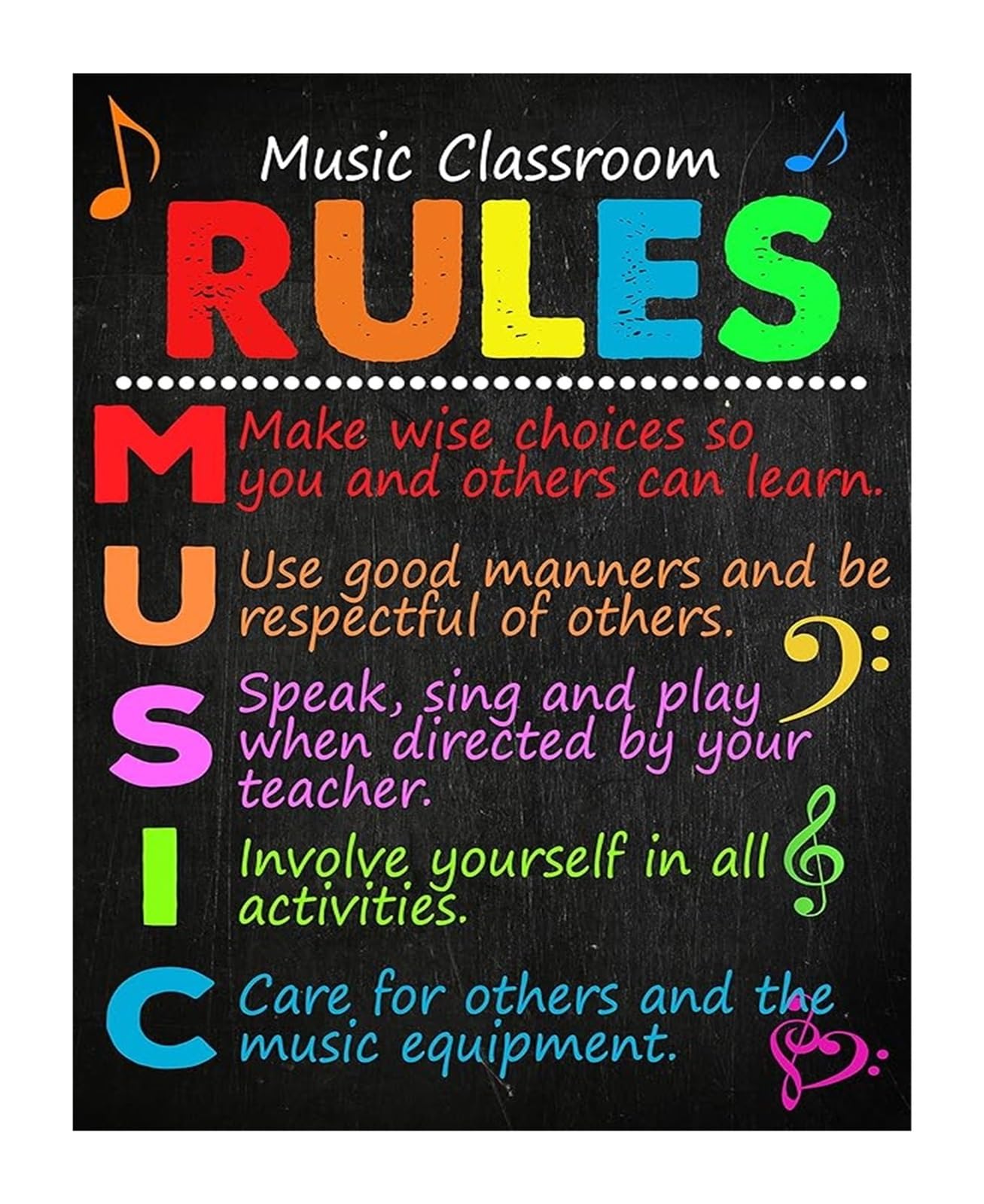 MDBJTCYZN Music Room Rules Bulletin Board Display Posters for Teachers Elementary Primary School Music Education Wall Decor(Framed,08x12inch(20x30cm))