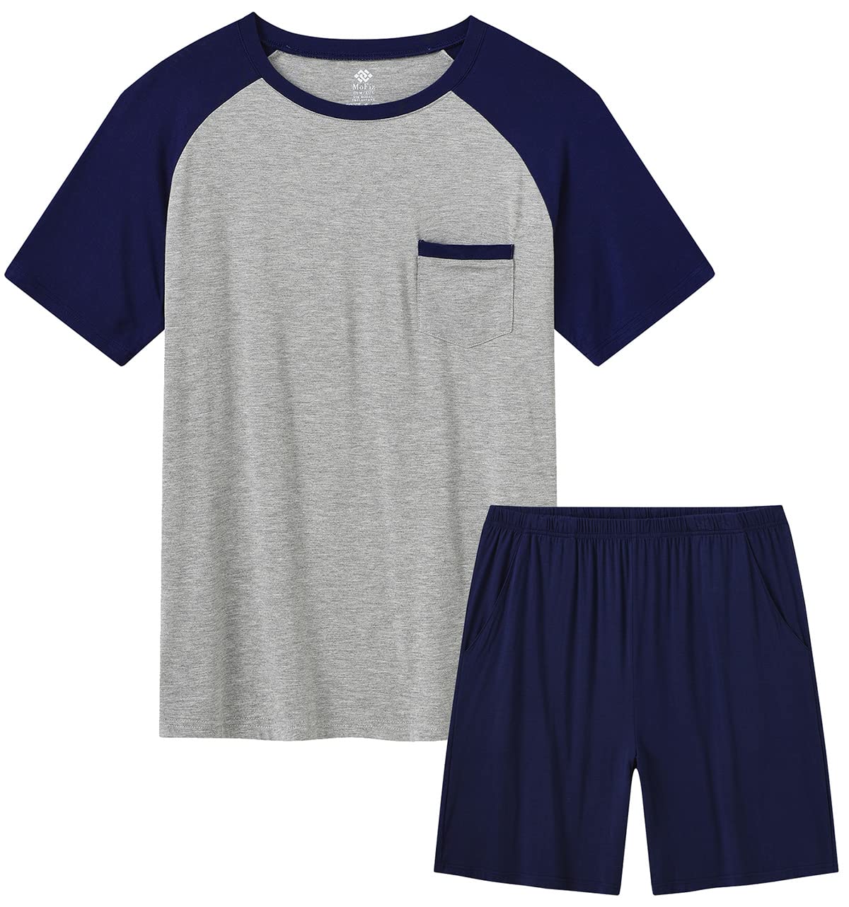 Men's Sleep Sets,Modal Pajamas Set Ultra Soft Sleepwear Short Sleeve Top & Bottom PJS Lounge Set 2 pieces-image-11