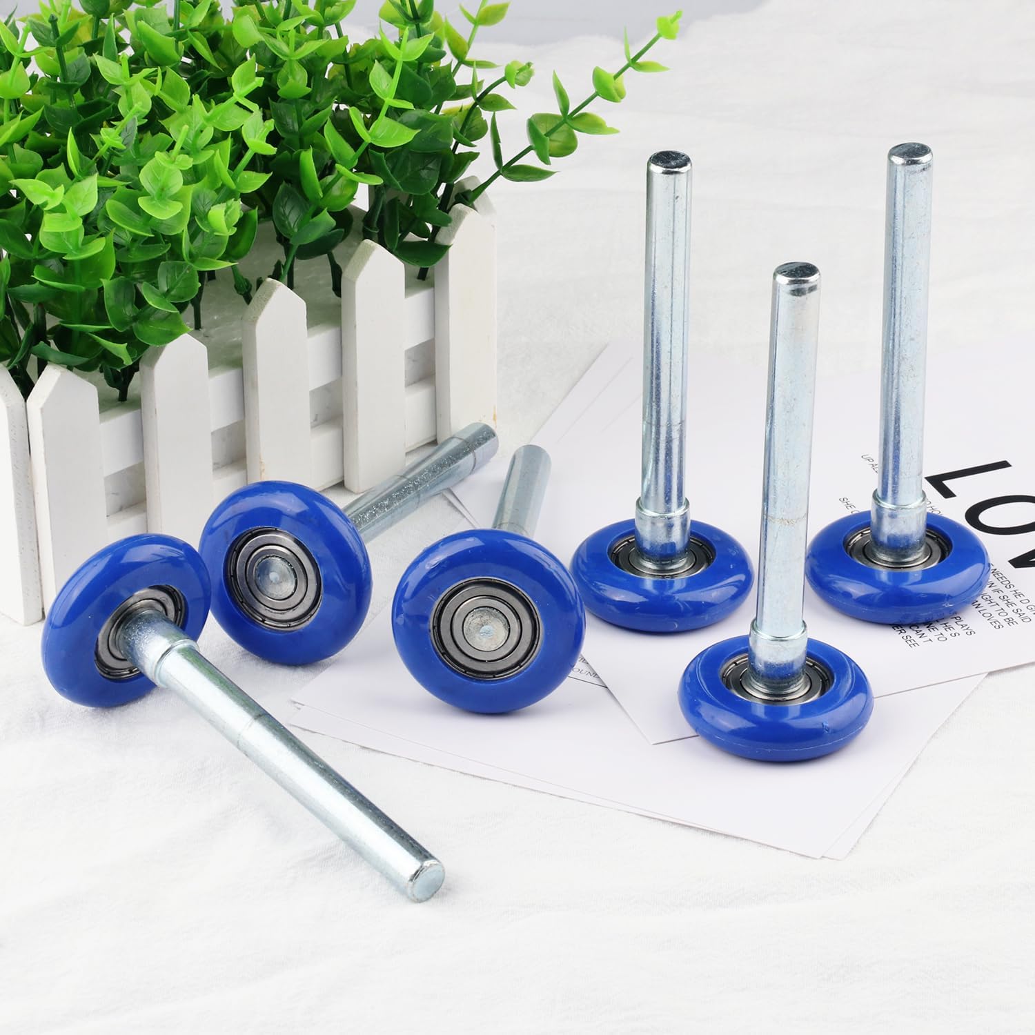 12 Pack 1.8 Inch Nylon Sealed Garage Door Rollers, Quiet/Durable and High Load, High Performance Bearing, Blue, by GENHAKON.