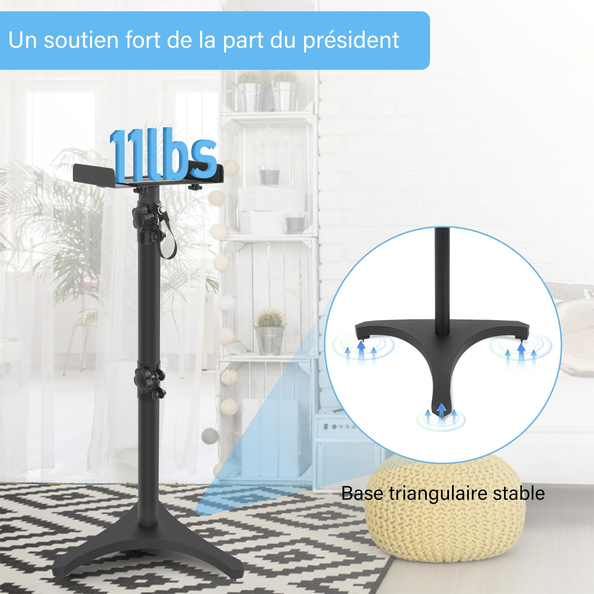 OUUTMEE Lot de 2 Pieds Enceintes Réglable en Hauteur, Modèle Allongé