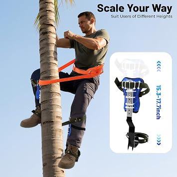 Tree Climbing Spikes Set, Adjustable Tree Climbing Gear, Arborist Tree Climbing Kit, Tree Climbing Spurs with Safety Guard, Outdoor Tree Climbing Spikes for Tree Work, Hold up to 330lbs