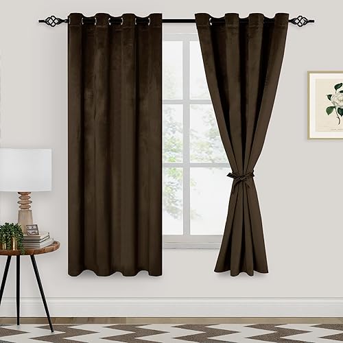 Cortinas opacas de terciopelo para sala de estar, paneles de cortina gruesas con aislamiento térmico y alzapaños para ventana de dormitorio, granja