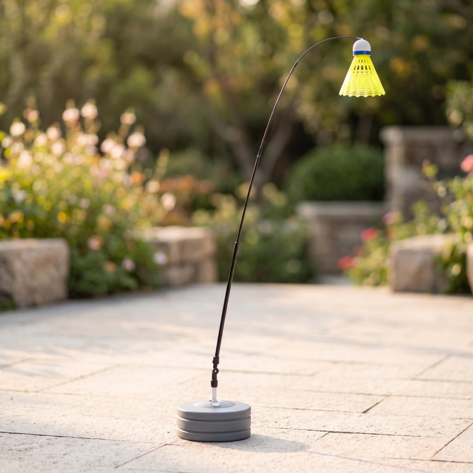 Di Bminton con Base Acqua | Elastico, Allenatore da Bminton con Corda Elastica, Telescopico, per Giardino, Giocatori Singoli