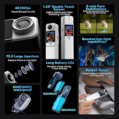 Miniatura 3 de SJCAM C300 4K30fps Cámara de acción 3800mAh Batería Cámara deportiva con pantalla táctil 8xZoom 96ft Cámara submarina Accesorios Kit para