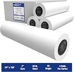 Alliance Papier grand format 24” x 150' CAD Rouleaux 92 C'est brillant. 20lb - 4 Rouleaux par carton - Encre Jet Bond Rolls avec 2" Noyau