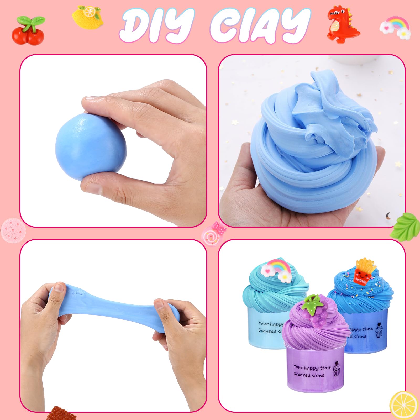 Zestaw Fluffy Slime, 12 sztuk, puszysty masło, slime, zestaw do samodzielnego wykonania, zawiera puszysty śluz chmury, śluz dla dzieci, na imprezę, prezent urodzinowy