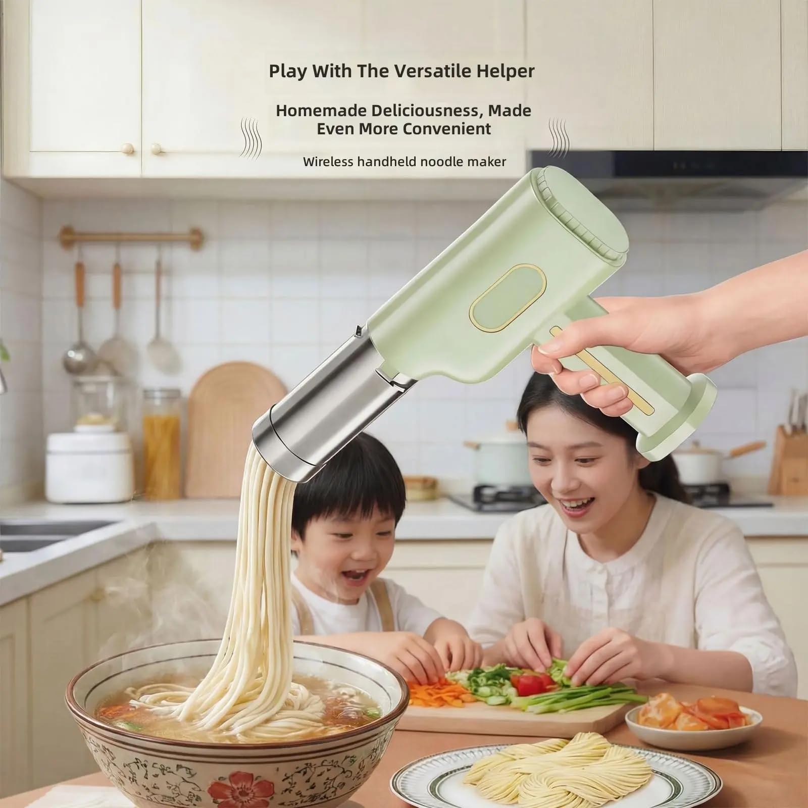 Pratico tagliatelle che fanno macchina ABS Costruzione in acciaio inossidabile Pasta Macchina per viaggi e attività all'aperto Handheld Linguine Maker