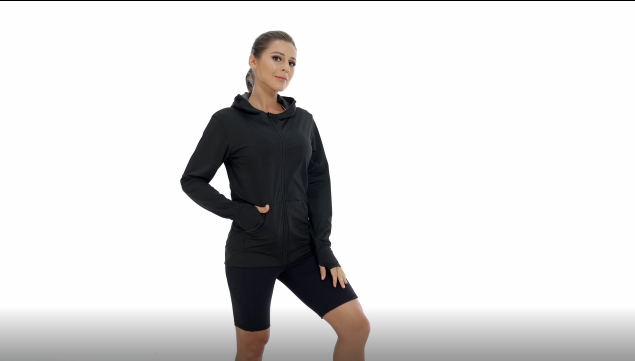 Veste De Sport Femme AMZSPORT - Sweat Zippé Running Avec Poches Pour Yoga Et Fitness