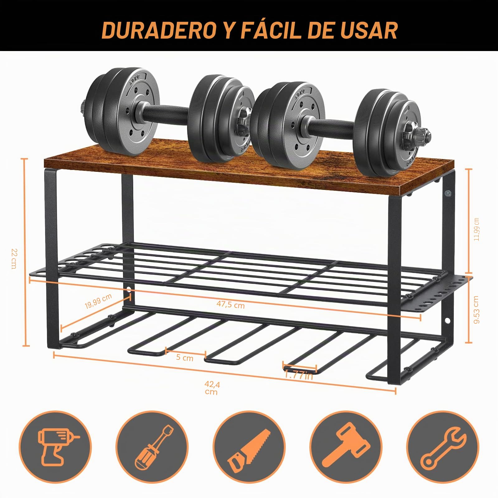 Nandae organizadores de herramientas eléctricas, organizadores de herramientas de garaje y almacenamiento, soporte de taladro para pared, estante de herramientas de metal resistente