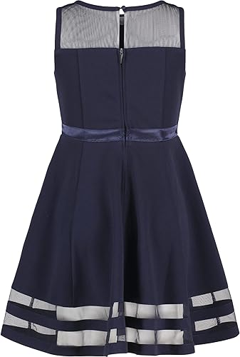 Miniatura 2 de Calvin Klein Vestido de fiesta sin mangas para niña, silueta ajustada y acampanada, cuello redondo y cierre de cremallera trasera