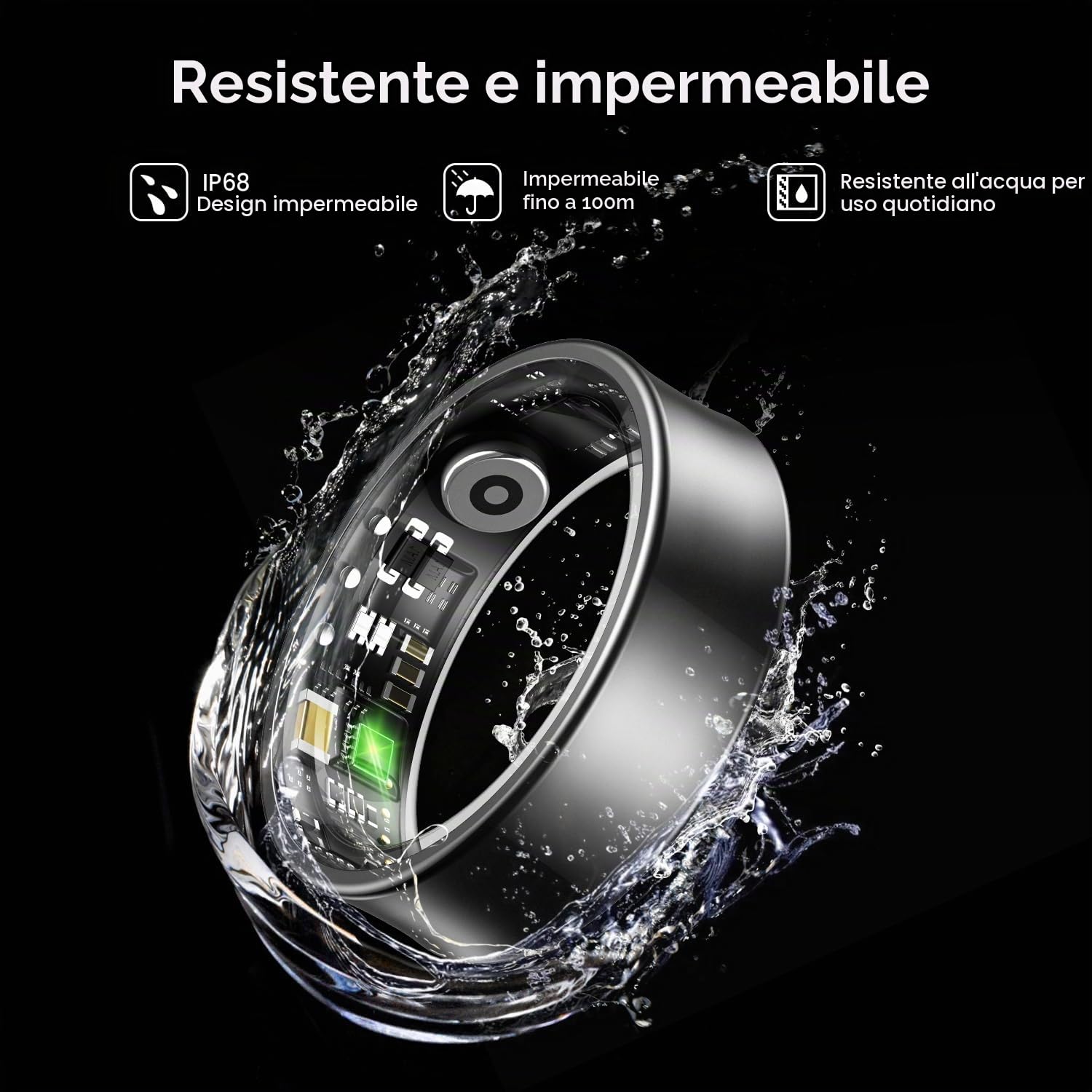 2026 Smart Ring Watch Uomo Donna, Anello Intelligente Fitness con 24H HRV Frequenza Cardiaca SpO2, 176 Sport, Impermeabile IP68, APP Nessun Abbonamento Android iOS, Nero, 65.4mm(11)