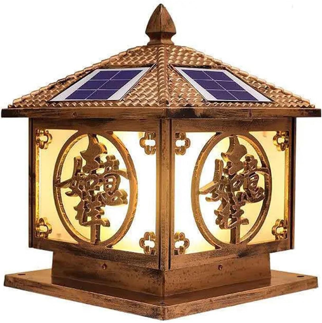 Zewnętrzna lampa filarowa Wodoodporna lampa filarowa solarna Zewnętrzna lampa ogrodowa Oświetlenie kanałowe do dekoracji krajobrazu(Bronze,40CM)