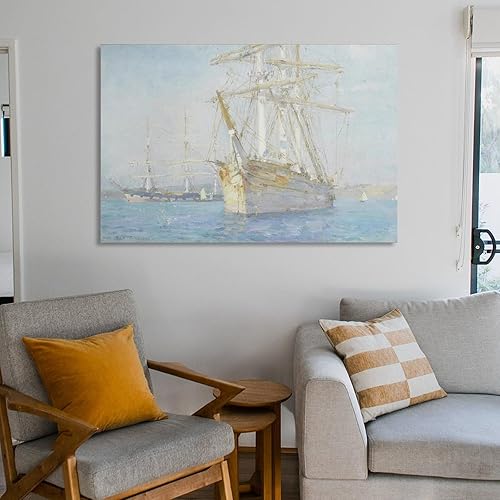 Vista 14 de Off Falmouth-Henry Scott Tuke Wall Art Picture Painting Poster Canvas Print Posters Artworks Bedroom Living Room Decor 16x24inch(40x60cm)