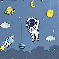Papel de Parede Premium Infantil Astronauta Autoadesivo Rolo de 5 Metros x 45 cm Decorativo Azul Com Nuvens Quarto e Comodos Temáticos Bebes Crianças e Adultos