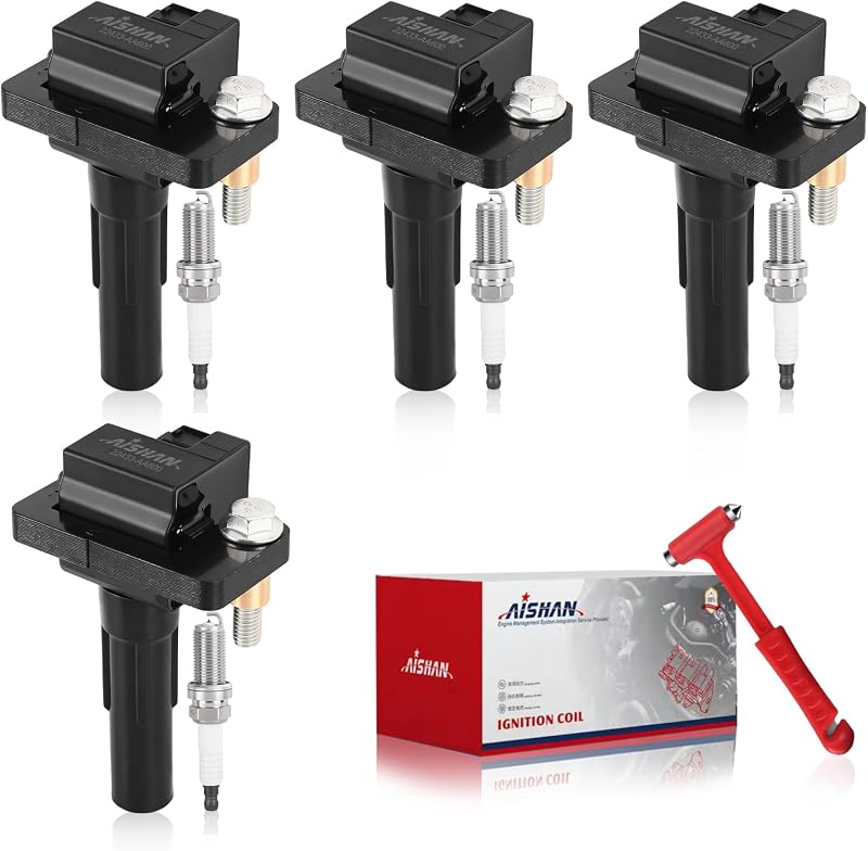 Kit com 4 Bobinas de Ignição e Velas de Irídio AISHAN para Subaru Impreza, Forester, Legacy e WRX 2.5L Turbo – 4 unidades