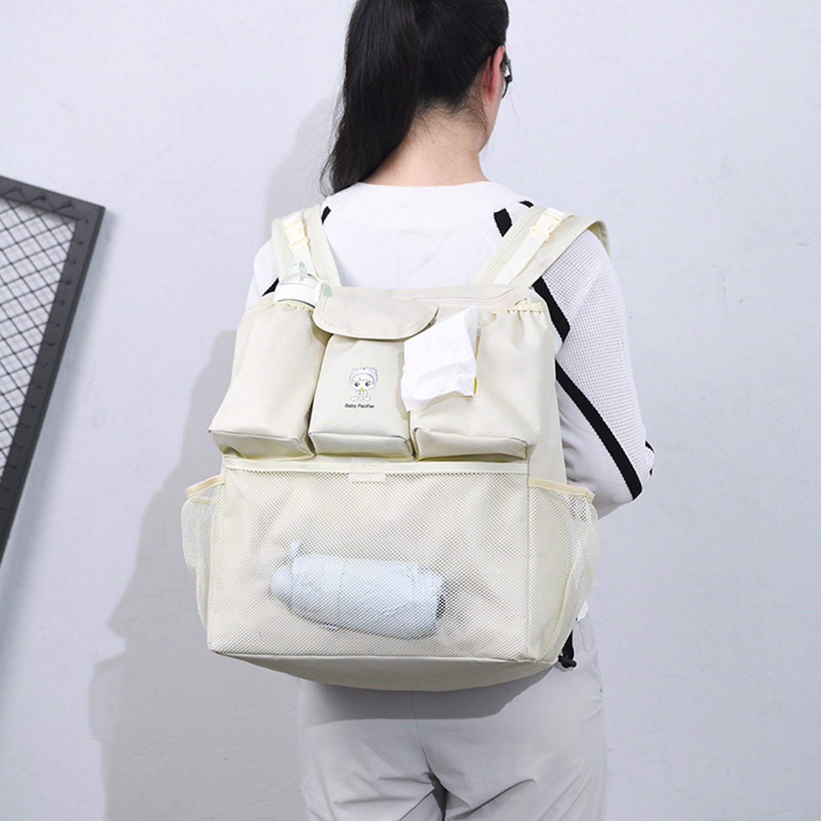 Borsa ergonomica da appendere al passeggino, per pannolini, salviette umidificate, bottiglie, in pratico tessuto impermeabile