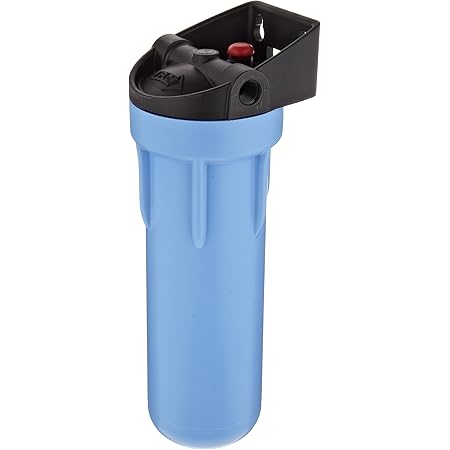 Pentair Pentek 158642 3G Slim Line Filter Housing, 3/8" NPT #10 Under Sink Opaque Water Filter Housing, Integral Bracket Cap with Pressure Relief Button, 10 Inch, Black/Blue