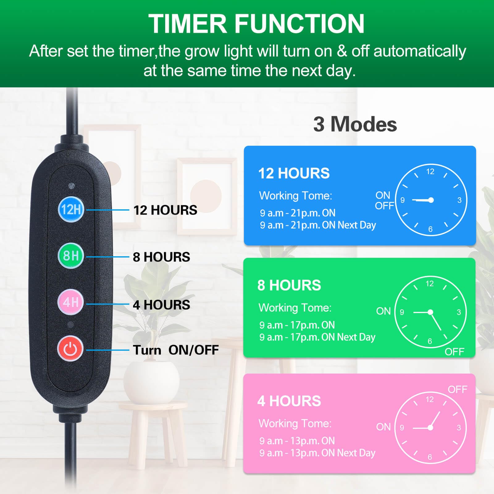 FRGROW Pflanzenlampe LED 27W, Vollspektrum Pflanzenlicht für Zimmerpflanzen, Pflanzenleuchte, Wachstumslampe für Pflanzen Gemüse, Präziser Timer Pflanzenlampen Fokussierfunktion (Packung mit 2)